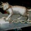 Скульптура из металла"Кот, гуляющий по цепи"